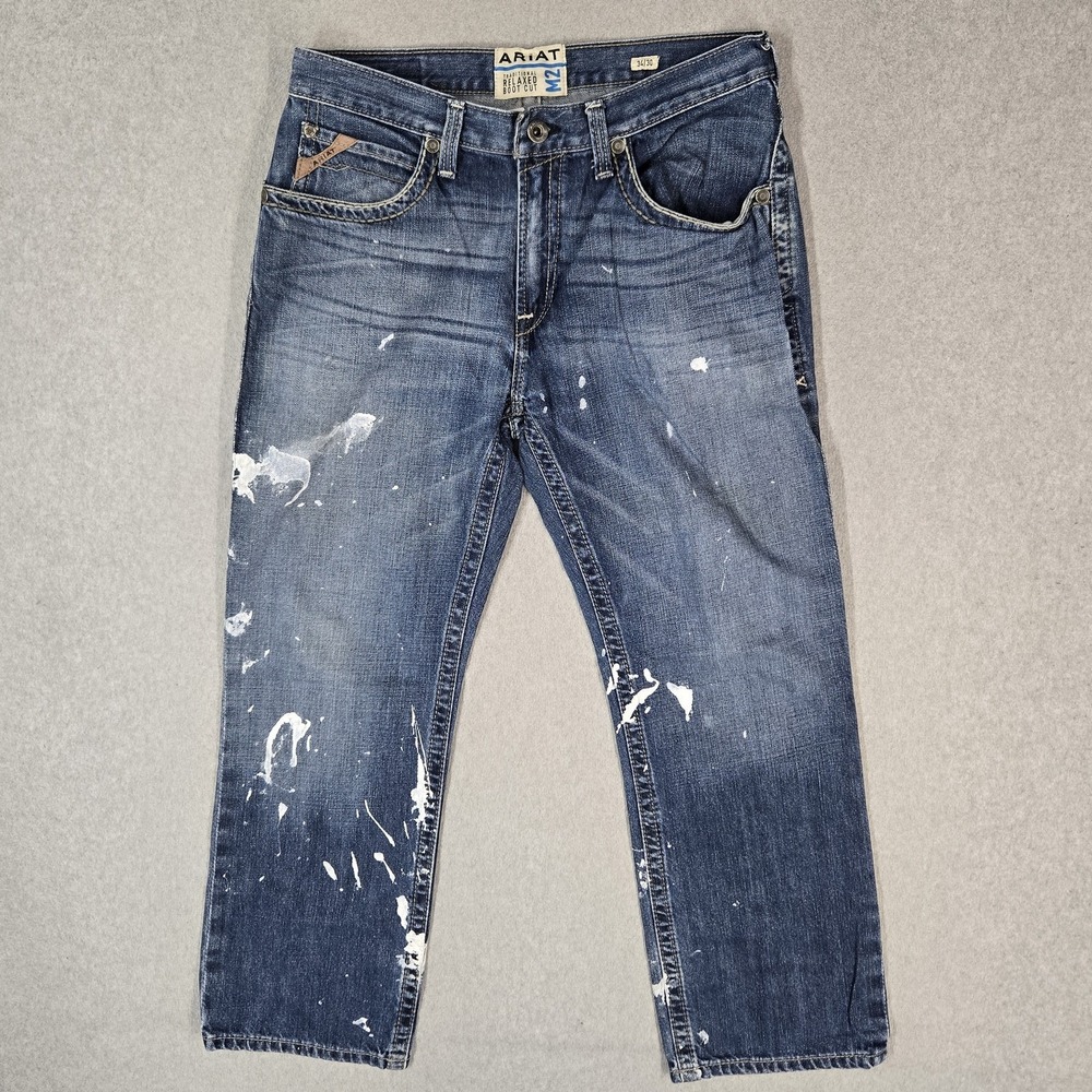 Ariat M2 Men Jeans 34X30 Blue Denim  Traditional Relaxed Boot Cut READ
